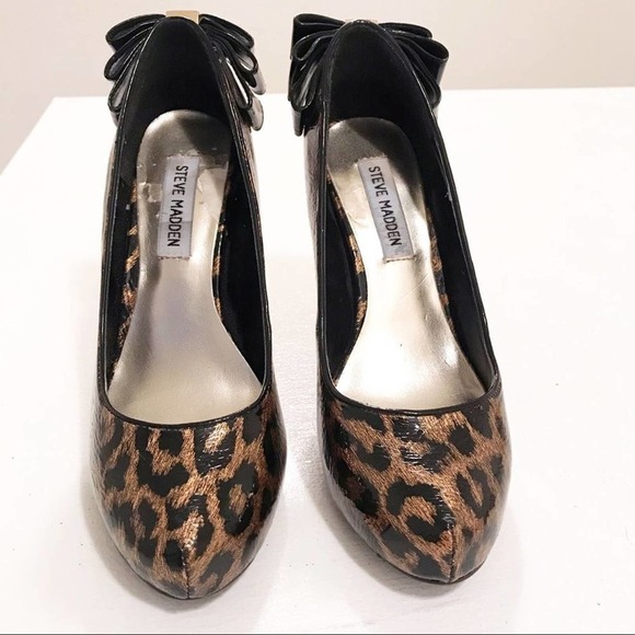 Steve Madden Brown Animal Print Rounded Heels 6 - Picture 3 of 9
